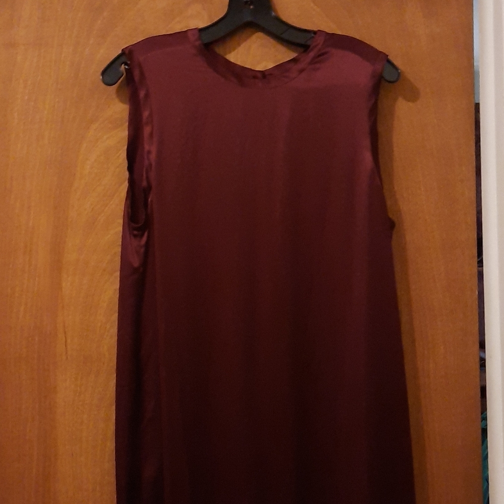 TOGA Pulla Sleeveless Maxi Tunic Dress in Deep Burgundy and Light Yellow Size 40
